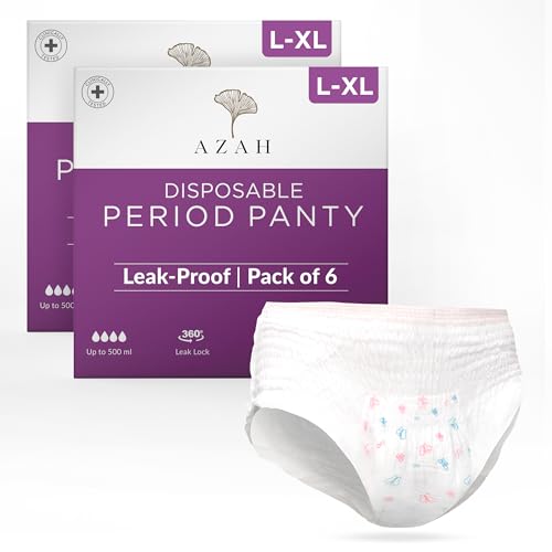Azah Disposable Period Panties For Women Leak Proof (Pack Of 12) 500Ml Absorbent After Delivery And Night Period Panties With 360° Leak-Proof Technology | L-Xl