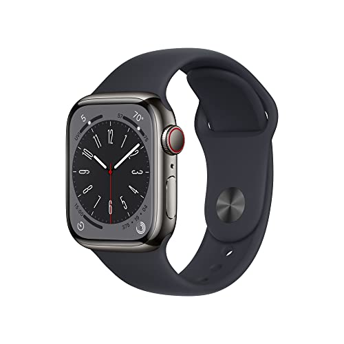 Apple Watch Series 8 [Gps + Cellular 41 Mm] Smart Watch W/Graphite Stainless Steel Case With Midnight Sport Loop. Fitness Tracker, Blood Oxygen & Ecg Apps, Always- On Retina Display, Water Resistant