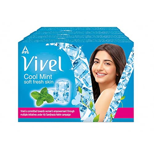 Vivel Cool Mint, Soft Fresh Skin Grade 1 Soap, 600G (150G – Pack Of 4), Soap For Women & Men For Soft, Glowing & Moisurised Skin, All Skin Types