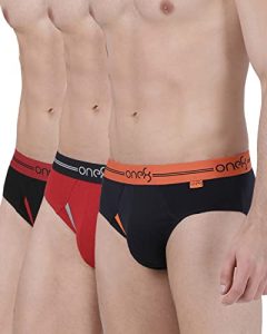 One8 By Virat Kohli Men’S Solid Brief (Pack Of 3) (205N1_Brick Red/Black/Navy_X-Large)