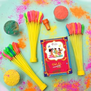 Craftvatika Herbal Holi Colour With Water Balloon, Holi Ke Rang With 111 Water Balloons Combo, Happy Baby Balloons With 5 Shades Gulal Holi Colours Non Chemical Colors