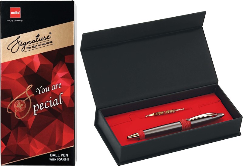 Cello Signature Designer Cel1010449 Silver Pen  Set(1 Pen With Rakhi)