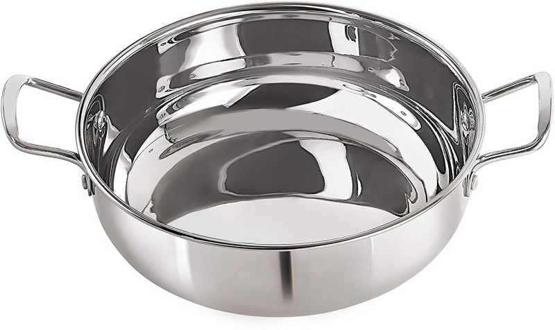 Nirlon Nirlon Stainless Steel Induction Base Kadai Without Lid, Silver Kadhai 20 Cm Diameter 1.5 L Capacity(Stainless Steel, Non-Stick, Induction Bottom)