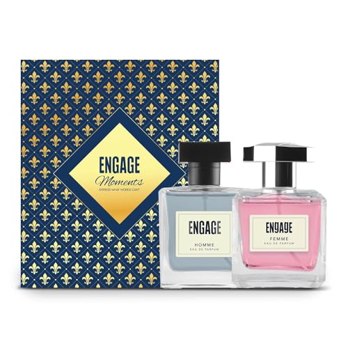 Engage Moments Luxury Perfume Gift For Men & Women, Long Lasting, Ideal Wedding Gift, Anniversary Gift, Fresh & Floral, Pack Of 2, 200Ml