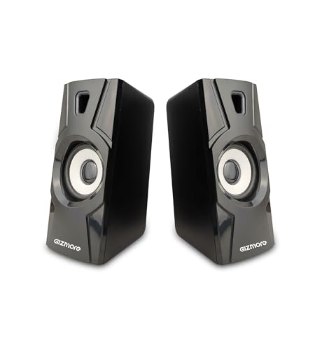 Gizmore 10 Watt Usb 2010 Dual Pc Speaker For Home 2.0 Aux Conectivity | Laptop/Tv/Computer Speakers | Multimedia Wired Speaker For Pc (Black)