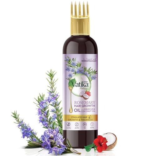 Dabur Vatika Rosemary Hair Growth Oil With Hibiscus&Coconut Oil – 200Ml | Stimulates Hair Growth And Thickness | Co-Created With Dermatologist | No Mineral Oil |Animal Test Free,200 Grams