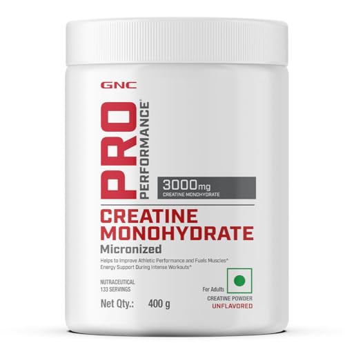 Gnc Pro Performance Pure Micronized Creatine Monohydrate | 400 Gm | 133 Serving | Instantized | Fuels Muscles | Increase Muscle Mass | Rapid Absorption | Lab Tested | Unflavoured | Boosts Athletic Performance | Imported