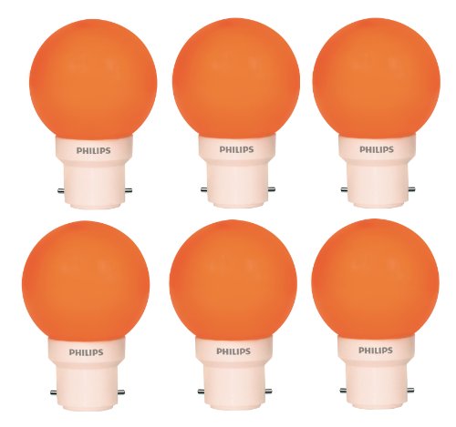 Philips Deco Mini 0.5-Watt Base Led Bulb (Orange) – Pack Of 6