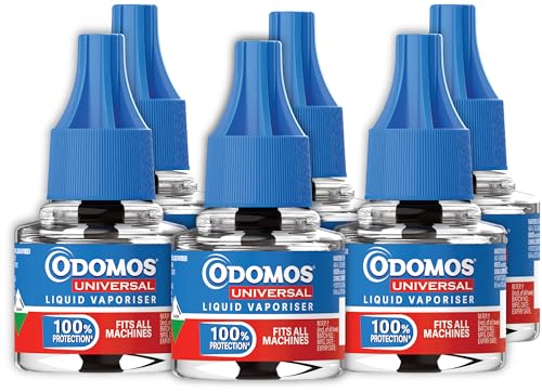 Odomos Universal Liquid Vaporiser – Pack Of 6, 45Mlx6 | Mosquito Repellent Single Refill | 100% Protection| Fits All Machines