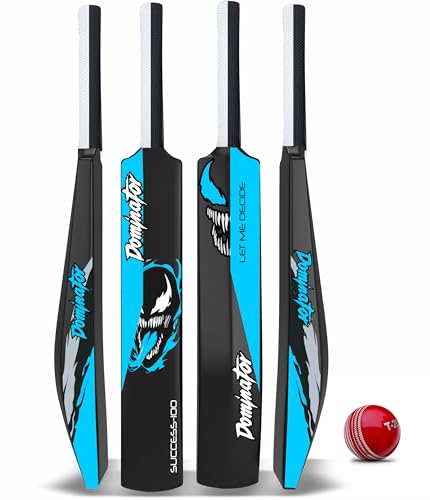 Jaspo Dominator Venom Edition 34″ Inches Plastic Cricket Bat+Ball Octopus Grip|Best For Practicing-Recommended To Play With Soft Rubber, Tennis/Wind Ball.