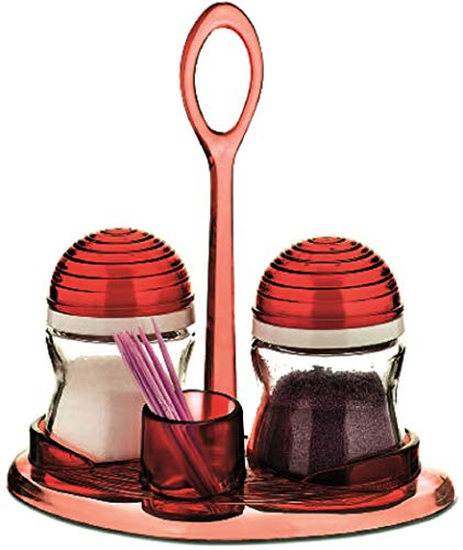 Signoraware Twins Salt N Spice Shaker Glass (Set Of 2) 75 Ml Each, Red