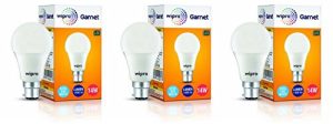 Wipro Garnet 14W Led Bulb For Home & Office |Cool Day White (6500K) | B22 Base|220 Degree Light Coverage |4Kv Surge Protection |400V High Voltage Protection |Energy Efficient | Pack Of 3