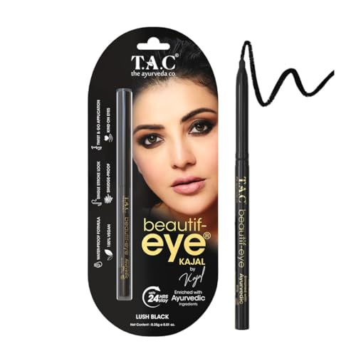 Tac – The Ayurveda Co. Beautif-Eye Black Kajal – Intense Black, Smudge-Proof, Waterproof, Matte Finish – Long-Lasting Up To 24 Hours – Single Stroke Application Eye Pencil For Women