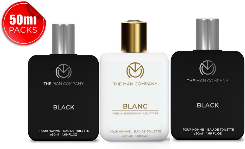 The Man Company Iconic Perfumes, Black And Blanc Edt 3 X 50Ml | Long-Lasting Fragrance Eau De Toilette  –  150 Ml(For Men)