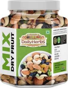 Dailyherbs Premium Mixed Dry Fruits Almonds, Cashews, Raisins, Kiwi, Apricots(500 G)