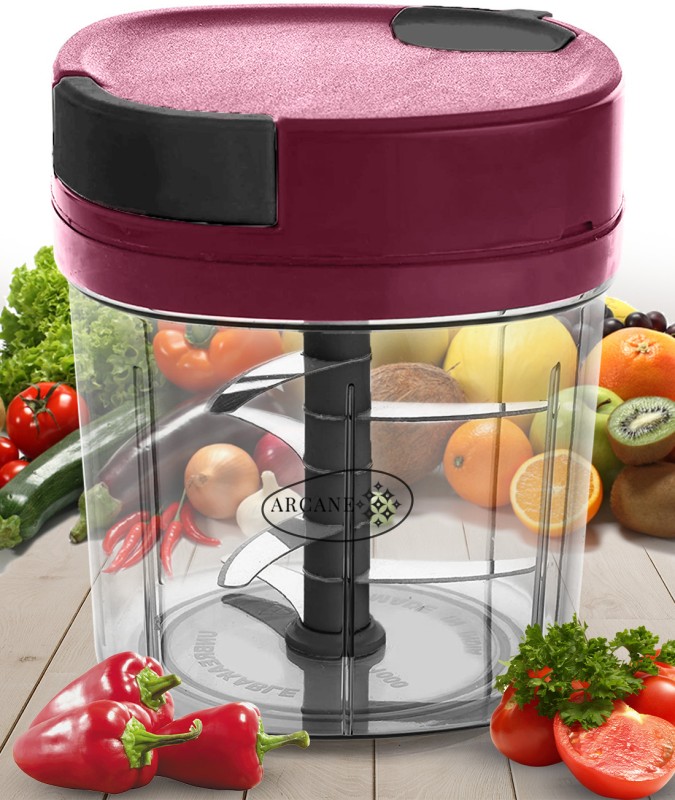 Arcane Big Size Maroon Color Dori Handy Manual Onion Square For Kitchen Vegetable & Fruit Chopper(1 Xxl Chopper 1000Ml)