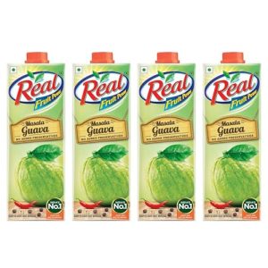 Real Masala Guava Fruit Juice-1L (Pack Of 4) | No Added Preservatives, No Artificial Colours & Flavours | Goodness Of Best Guavas With Chatpata Masala | Daily Dose Of Fruit Nutrition | Tasty, Refreshing & Energizing Fruit Drink