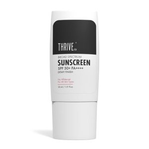 Thriveco Water-Based Sunscreen | Broad Spectrum & Spf 50 Pa++++ | Uv A & Uv B Protection | With Dewy Finish | Sweat-Resistant, Non-Sticky & Highly Absorbant | For All Skin Types, Men & Women | 30Ml