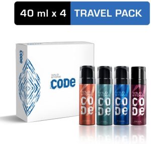 Wild Stone Code Gift Pack (Iridium, Titanium, Steel And Copper) Perfume Body Spray  –  For Men(160 Ml, Pack Of 4)