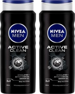 Nivea Men Shower Gel Active Clean (500 Ml, Pack Of 2)(2 X 500 Ml)