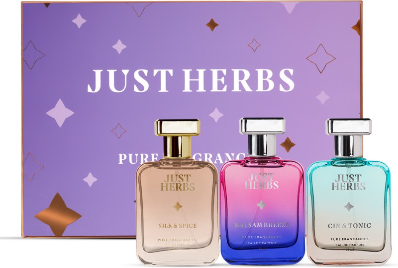 Just Herbs Pure Fragrances Refreshing & Energising Trio Perfume Set Of 3 – 50Ml Eau De Parfum  –  150 Ml(For Men & Women)