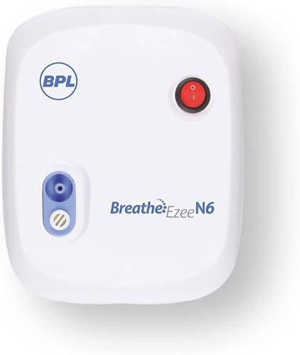 Bpl Medical Technologies Bpl Breathe Ezee N6 Low Noise Compressor Nebuliser Machine Kit For Child And Adult, Portable Nebulizer, White