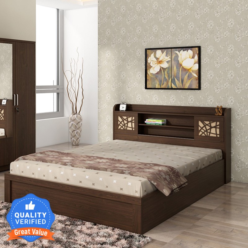 Spacewood Mayflower Engineered Wood Queen Box Bed(Finish Color – Brown, Delivery Condition – Knock Down)