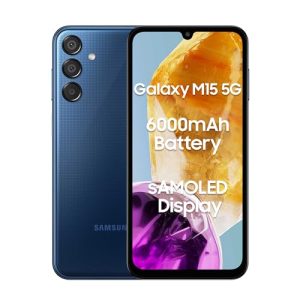 Samsung Galaxy M15 5G (Blue Topaz,8Gb Ram,128Gb Storage)| 50Mp Triple Cam| 6000Mah Battery| Mediatek Dimensity 6100+| 4 Gen. Os Upgrade & 5 Year Security Update| Super Amoled Display| Without Charger