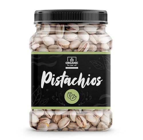 Organic Box 100% Natural And Premium Californian Roasted Salted Pistachios – Pista Dry Fruits (Jar) Namkeen Pistha California With Shell – New Year Gift Pack (1 Kg)