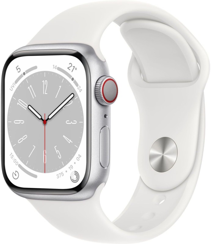 Apple Watch Series 8 Gps + Cellular With Ecg App, Temperature Sensor, Crash Detection(White Strap, Regular)