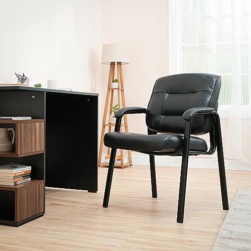 Amazon Basics Metal, Leather Guest Chair – Black