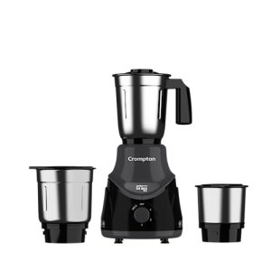 Crompton Ds 500 Blk 500-Watt Mixer Grinder With Powertron Motor & Motor Vent-X Technology (3 Stainless Steel Jars, Black & Grey)