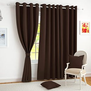 Story@Home Blackout Window Curtains 5 Feet Long, Faux Silk, Thermal Insulated, Plain Design Blackout Curtains For Living Room, 118 X 152 Cm, Dark Brown, 1 Piece, Perfect For Festive Gifting