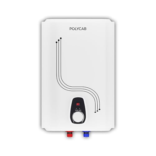 Polycab Regalia 5-Star, 15 Litre, 2Kw Electric Storage Geyser (Water Heater) For Home, Bathroom | Efficient Heating Element, Glasslined Coated Tank | Enhanced Safety, Temperature Control Knob【White】