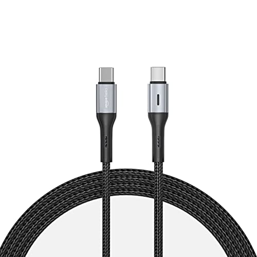 Amazon Basics Type C To Type C Braided 60W Fast Charging Data Cable (Black/Blackish Green – 1.2 Meter)