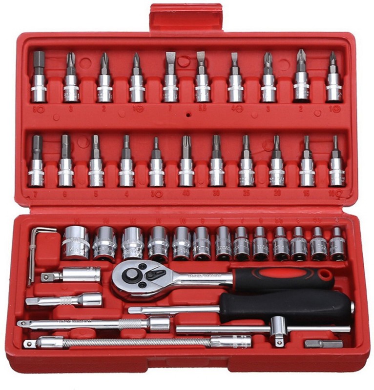 Okasta High Quality 1/4-Inch Tool Ratchet Wrench Kit Household Socket Set(Pack Of 46)