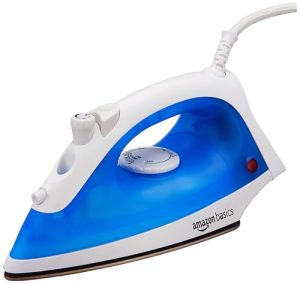 Amazon Basics Steam Iron 1200 W With 175 Ml Water Tank | Steam Spray | 360° Swivel Cord – 1.7 M| Steam Burst Rate – 70 G/Min | Option For Multiple Fabric | Indicator Light | Lightweight (White & Blue)