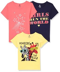 Cloth Theory Girl’S Animal Print Regular T-Shirt (Ctglpo3Ts_7_Multi 7 5-6 Years)