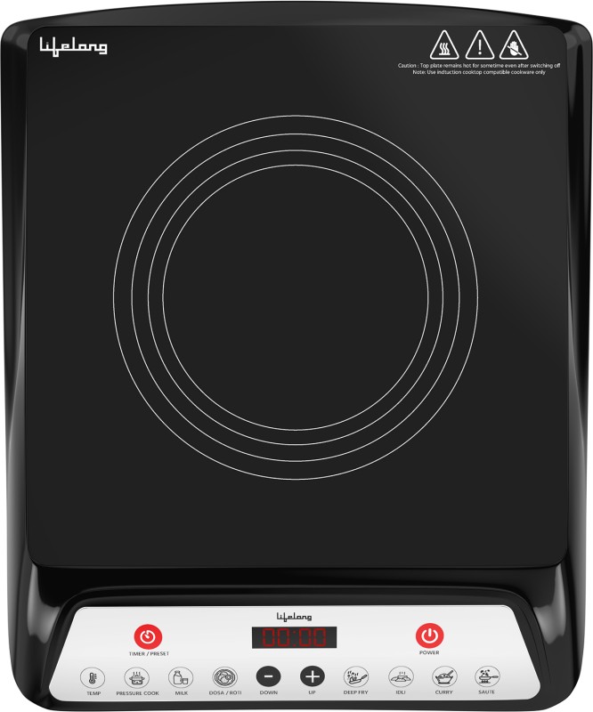 Lifelong 1800 W Induction Cooktop Push Button(Black, 1800 W, Auto Shutoff)