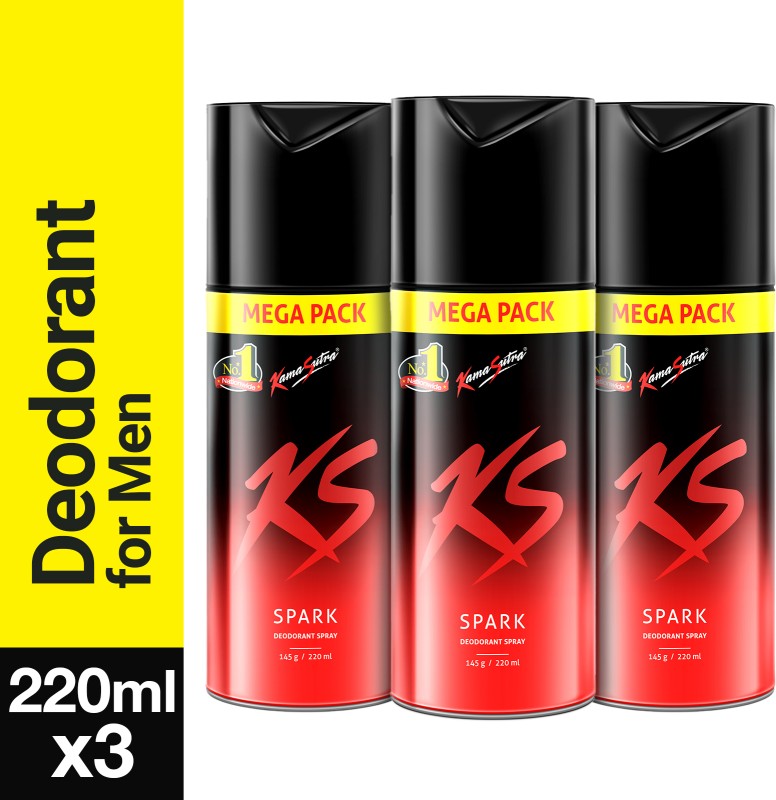 Kamasutra Spark Super Save Pack Deodorant Spray  –  For Men(660 Ml, Pack Of 3)