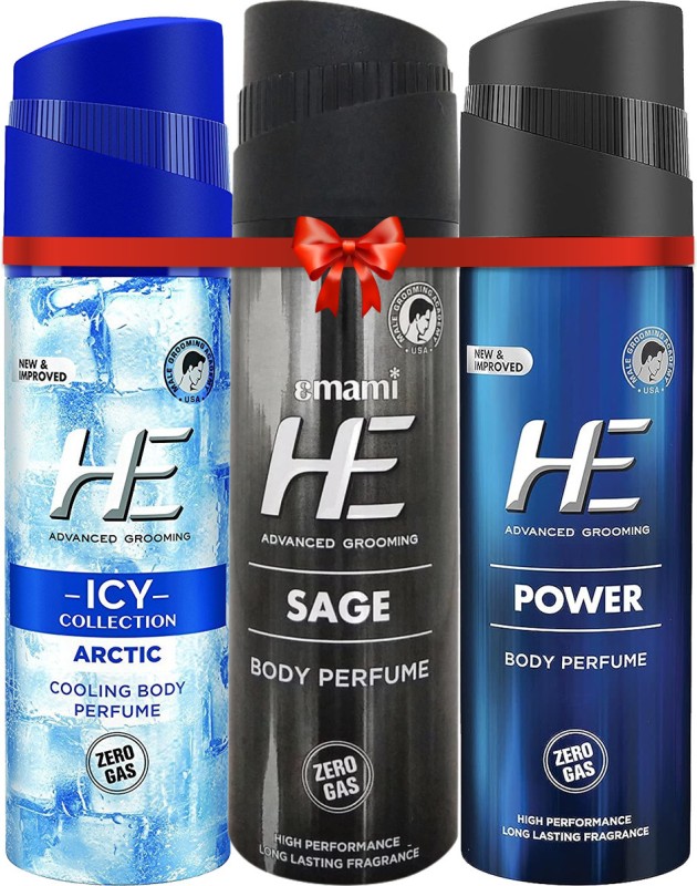 He Deo Arctic + Sage + Power Deodorant Spray  –  For Men(360 Ml, Pack Of 3)