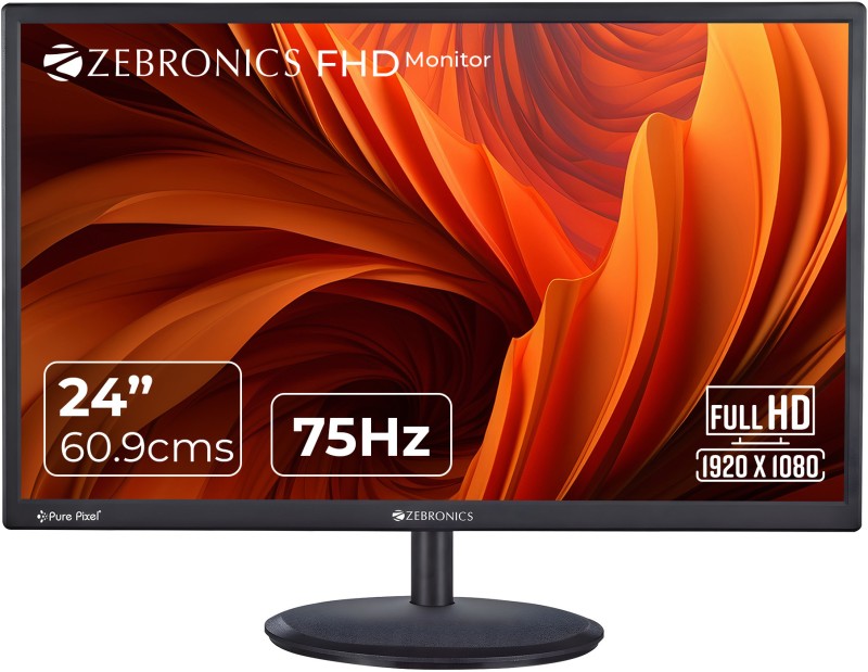 Zebronics Pure Pixel 60.96 Cm (24 Inch) Full Hd Led Backlit Va Panel With Hdmi, Vga, Built-In Speakers, Slim Design Monitor (Zeb-Pa124)(Response Time: 5 Ms, 75 Hz Refresh Rate)