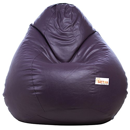 Sattva Faux Leather Classic Bean Bag Filled With Beans Xxxl Size_Purple