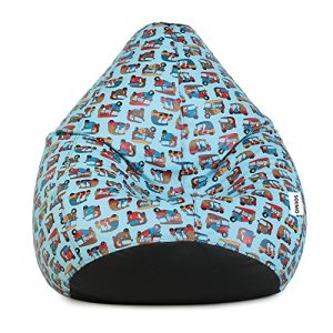 Amazon Brand – Solimo Premium Faux Leather Bean Bag, Filled With Beans | Capacity: Upto 6 Ft 3 In Height, 120 Kg Weight | 3Xl | Indian Rickshaw| Multicolour