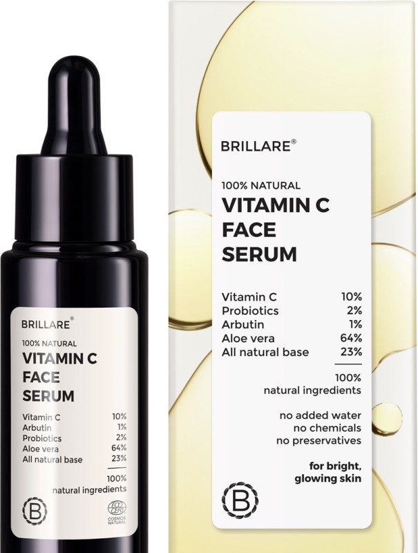 Brillare 10% Vitamin C Face Serum, Bright & Glowing Skin, With Probiotics & Aloe Vera(30 Ml)