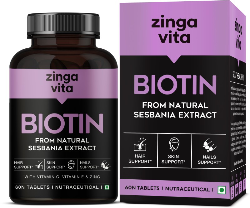 Zingavita Plant Based Biotin Tablets From Natural Sesbania Agati Leaf Extract(60 Tablets)