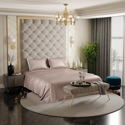 Stoa Paris Satin Bedsheets For King Size Bed – 300Tc Premium Bedsheet With 2 Pillow Cover, Luxury Bedding Set, Gift For Couples For Romantic Dates, Wedding, Champagne,300 Tc