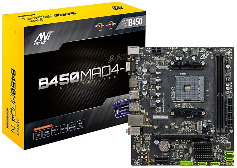 Ant Value B450Mad4-N Ll Micro-Atx Am4 Support Amd B450 Athlon Ll Dimm Ddr4 Gaming Motherboard(Black)