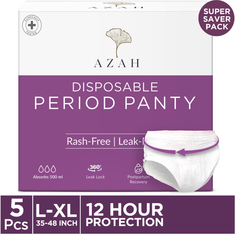 Azah Period Panty Pad For Women 5X Super Absorbent | L-Xl| Panties 360 Protection| Sanitary Pad(Pack Of 5)