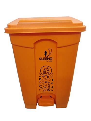 Cello Strong Plastic Step-On Pedal Garbage Dustbin (Orange, 60 Ltr)